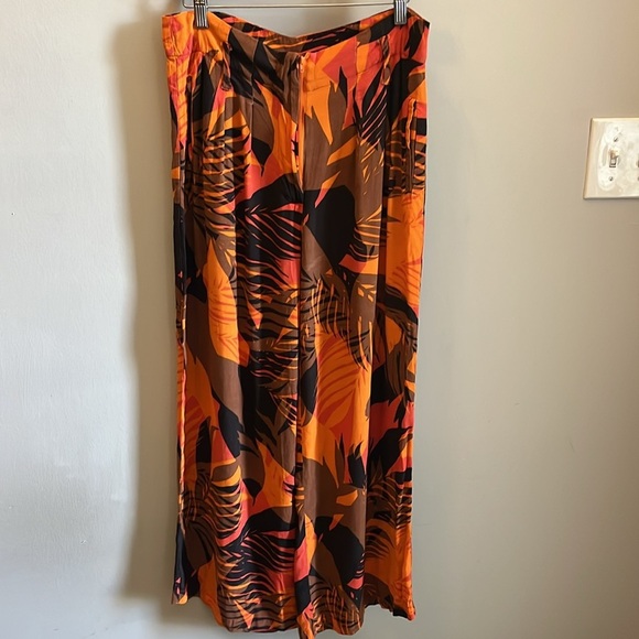 dRA Paradisas Wide Leg Pants Tropical Vibe Pockets Front Zipper Cropped Small - Picture 5 of 9